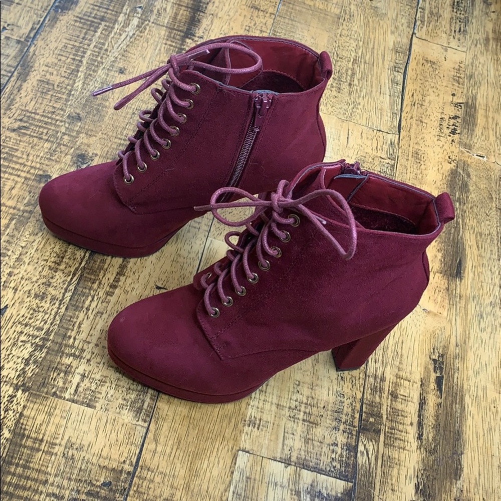 Burgundy booties